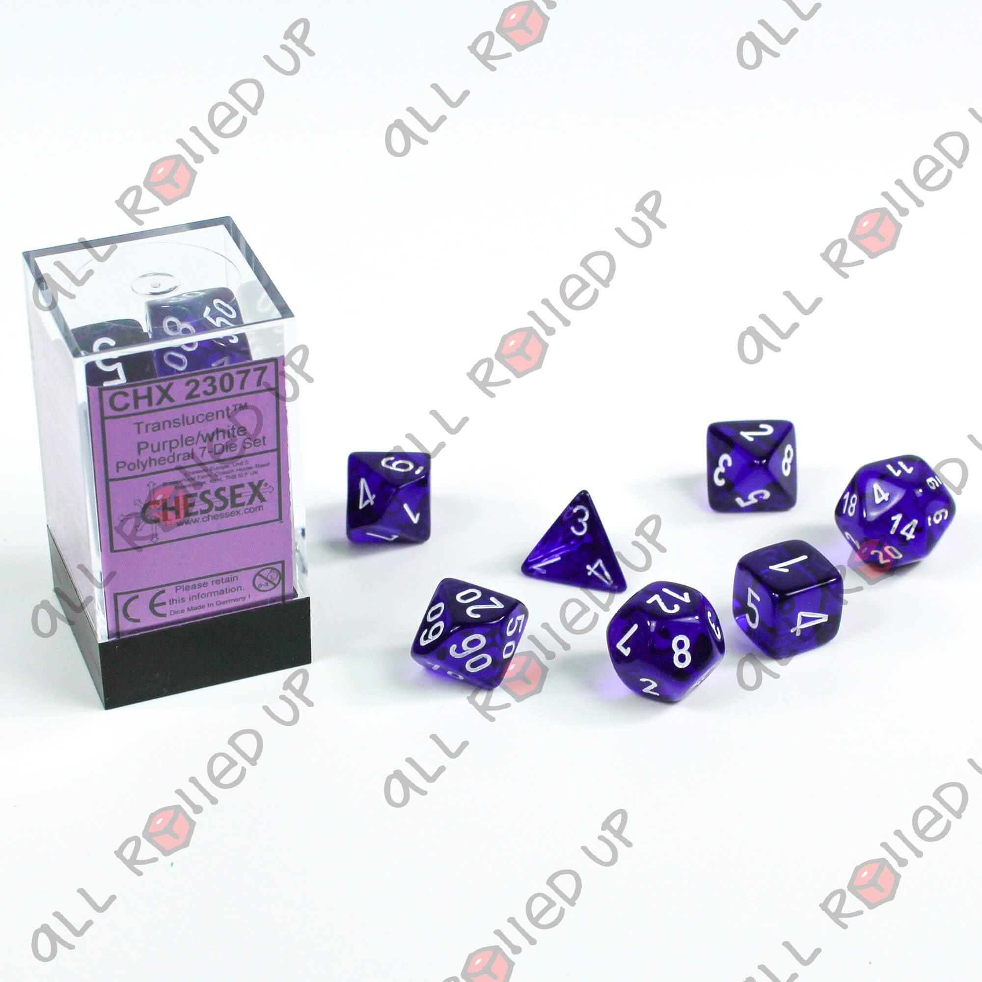 Chessex Translucent Purple/white Polyhedral 7-Die Set CHX 23077 